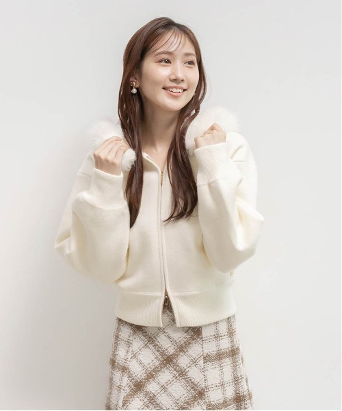 RANDA（ランダ）の「2WAY フェイクファーニットパーカー（パーカー・レディース・クリーム/ベージュ/グレー・FT/FREE）」の15枚目の写真
