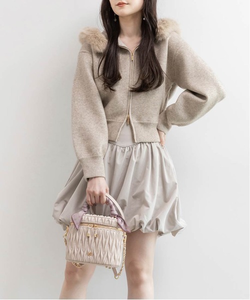 RANDA 2WAY フェイクファーニットパーカー ベージュ FT サイズ 2WAY フェイクファーニットパーカー（パーカー）｜RANDA（ランダ）の