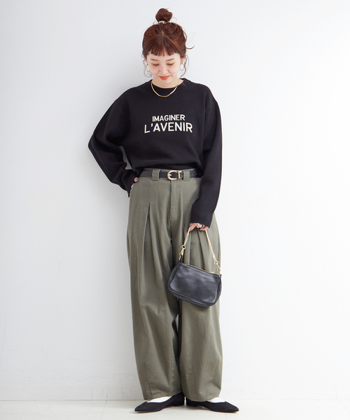 B.C STOCK(ベーセーストック)の「ラメフレンチロゴプルオーバー(ニット/セーター・レディース・グリーン/グレー/ブラック・FREE)」の4枚目の写真