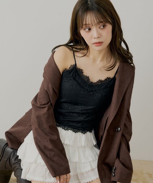 Chico(チコ)の「カップ付き総レースキャミ(キャミソール・レディース・ホワイト系その他3/ブラック系その他3/アイボリー/ブラック・FREE)」の8枚目の写真