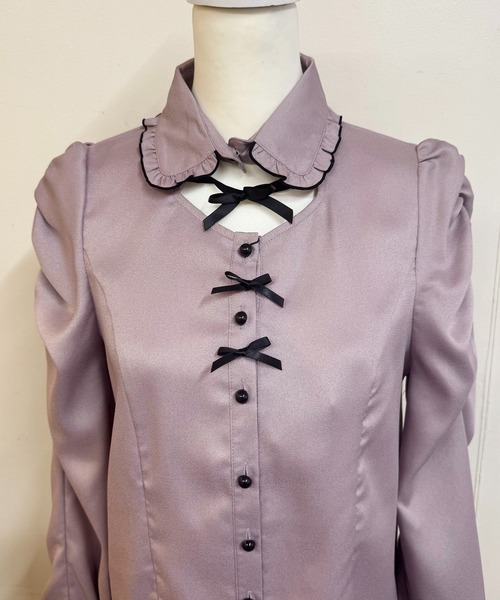 MA*RS(アメーバーマーズ)の「デコルテ開きメローフリル襟ブラウス(シャツ/ブラウス・レディース・ピンク/ホワイト/ブラック・FREE)」の9枚目の写真