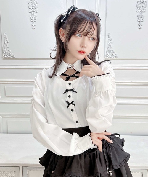 MA*RS(アメーバーマーズ)の「デコルテ開きメローフリル襟ブラウス(シャツ/ブラウス・レディース・ピンク/ホワイト/ブラック・FREE)」の22枚目の写真