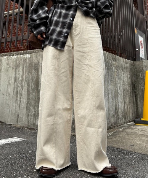 CIAOPANIC TYPY（チャオパニックティピー）の「【ZOZO限定】【マルチサイズ】切替パターンワイドデニム（デニムパンツ・レディース・ブラック/インディゴブルー/キナリ・マルチサイズ）」の2枚目の写真