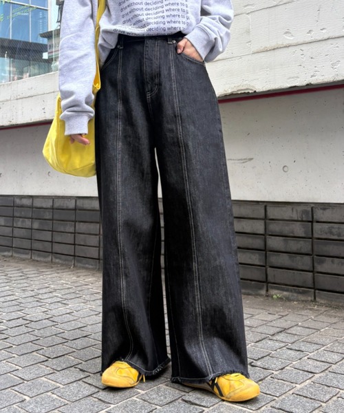 CIAOPANIC TYPY（チャオパニックティピー）の「【ZOZO限定】【マルチサイズ】切替パターンワイドデニム（デニムパンツ・レディース・ブラック/インディゴブルー/キナリ・マルチサイズ）」の3枚目の写真