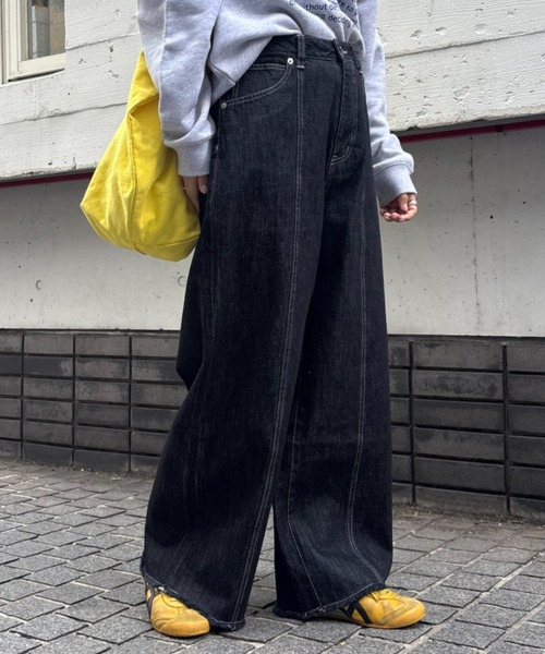 CIAOPANIC TYPY（チャオパニックティピー）の「【ZOZO限定】【マルチサイズ】切替パターンワイドデニム（デニムパンツ・レディース・ブラック/インディゴブルー/キナリ・マルチサイズ）」の10枚目の写真