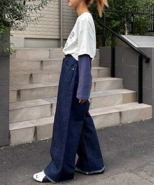 CIAOPANIC TYPY（チャオパニックティピー）の「【ZOZO限定】【マルチサイズ】切替パターンワイドデニム（デニムパンツ・レディース・ブラック/インディゴブルー/キナリ・マルチサイズ）」の18枚目の写真