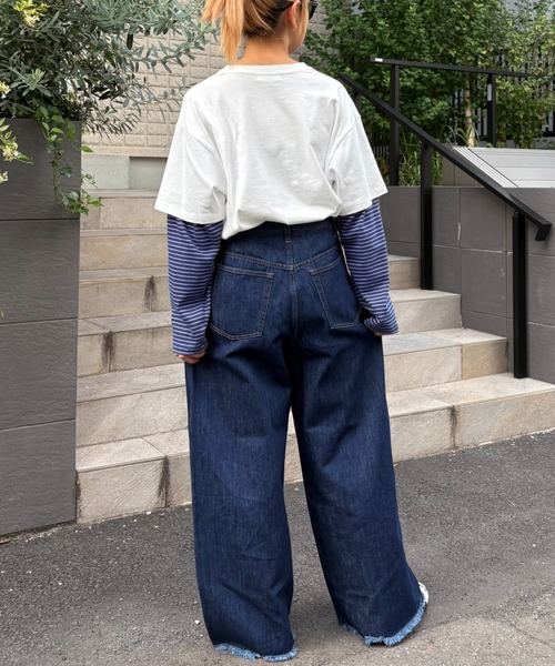 CIAOPANIC TYPY（チャオパニックティピー）の「【ZOZO限定】【マルチサイズ】切替パターンワイドデニム（デニムパンツ・レディース・ブラック/インディゴブルー/キナリ・マルチサイズ）」の19枚目の写真