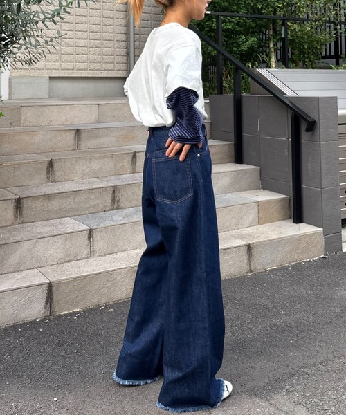 CIAOPANIC TYPY（チャオパニックティピー）の「【ZOZO限定】【マルチサイズ】切替パターンワイドデニム（デニムパンツ・レディース・ブラック/インディゴブルー/キナリ・マルチサイズ）」の20枚目の写真