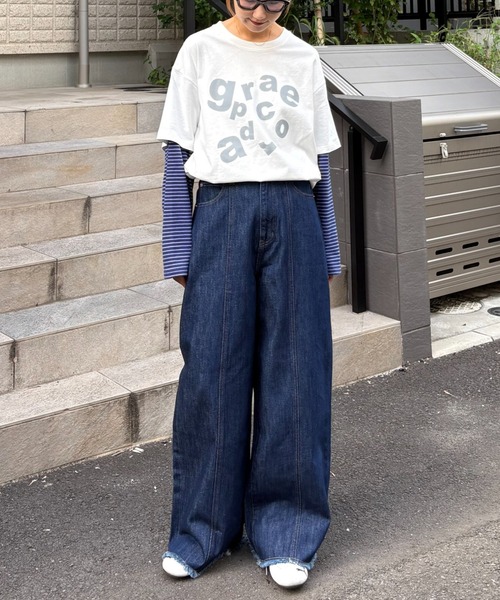 CIAOPANIC TYPY（チャオパニックティピー）の「【ZOZO限定】【マルチサイズ】切替パターンワイドデニム（デニムパンツ・レディース・ブラック/インディゴブルー/キナリ・マルチサイズ）」の21枚目の写真