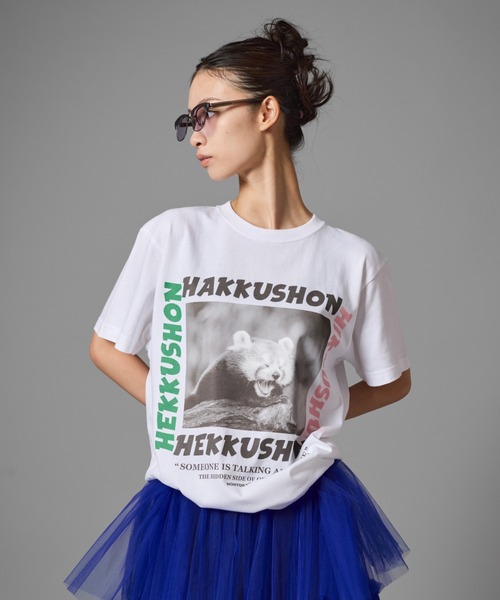 NON TOKYO(ノントーキョー)の「NON TOKYO/ノントーキョー/プリントTシャツ(アライグマ)(Tシャツ/カットソー・レディース・ホワイト/ブラック/ブラウン・1/2)」の1枚目の写真