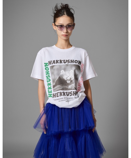 NON TOKYO(ノントーキョー)の「NON TOKYO/ノントーキョー/プリントTシャツ(アライグマ)(Tシャツ/カットソー・レディース・ホワイト/ブラック/ブラウン・1/2)」の4枚目の写真