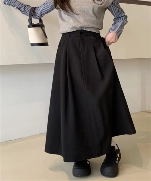 Dream garden(ドリームガーデン)の「ダークプリーツスカート(スカート・レディース・ブラック/グレー・M/L/2XL/XL/4XL/3XL)」の2枚目の写真