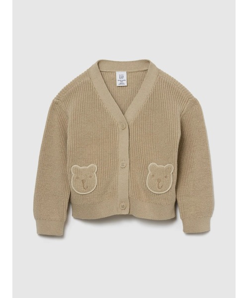 GAP(ギャップ)の「くまさんポケット カーディガン セーター (ベビー)(カーディガン/ボレロ・キッズ・ベージュ/ピンク・90cm/80cm/70cm/60cm)」の1枚目の写真