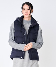 メンズのダウンベスト（ブルー・ネイビー/青色系・フード取り外し可