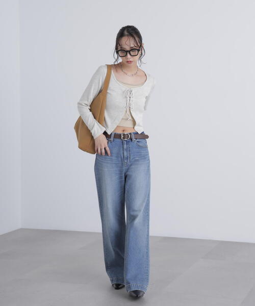 FREE'S MART（フリーズマート）の「◇レースアップレイヤード長袖カットソー（Tシャツ/カットソー・レディース・ブラック/グレー/ベージュ・FREE）」の11枚目の写真