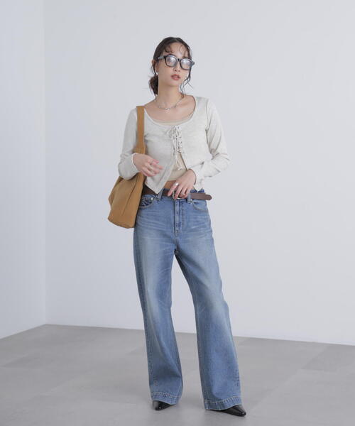 FREE'S MART（フリーズマート）の「◇レースアップレイヤード長袖カットソー（Tシャツ/カットソー・レディース・ブラック/グレー/ベージュ・FREE）」の12枚目の写真