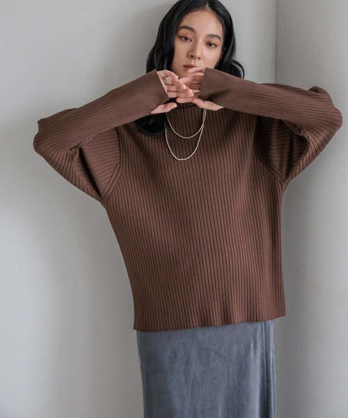 LOWRYS FARM（ローリーズファーム）の「ワイドリブプルオーバーＬＳ　600405（ニット/セーター・レディース・アイボリー/ブラック/ブラウン/パープル・FREE）」の22枚目の写真