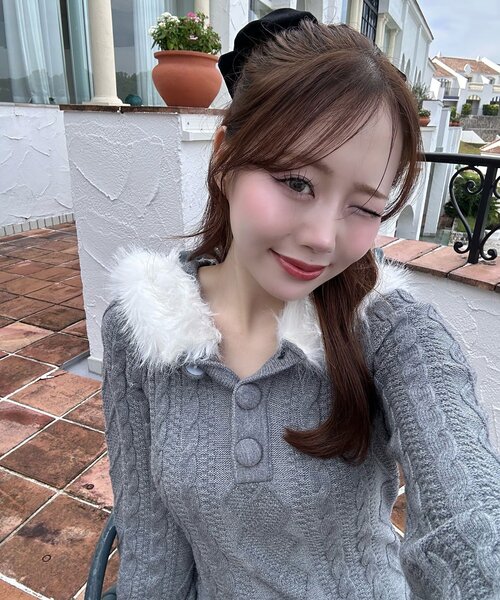 Keru スタイル爆盛れワンピース グレー ニットワンピ OLIVE des OLIVE（オリーブデオリーブ）の「【インフルエンサー企画