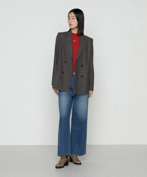 COMME CA（コムサ）の「トリアセウールフラノウィンドペン ダブルジャケット（テーラードジャケット・レディース・グレー系その他/ネイビー・11号/9号）」の3枚目の写真