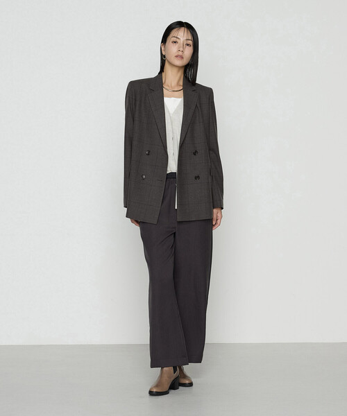 COMME CA（コムサ）の「トリアセウールフラノウィンドペン ダブルジャケット（テーラードジャケット・レディース・グレー系その他/ネイビー・11号/9号）」の4枚目の写真