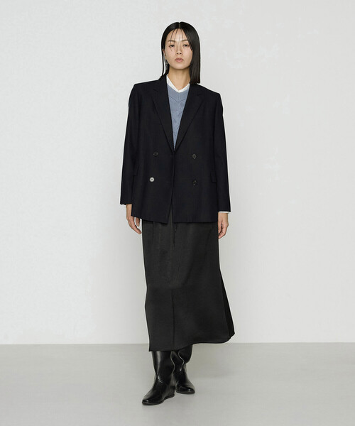 COMME CA（コムサ）の「トリアセウールフラノウィンドペン ダブルジャケット（テーラードジャケット・レディース・グレー系その他/ネイビー・11号/9号）」の8枚目の写真