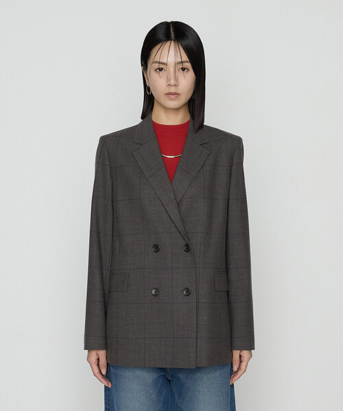 COMME CA（コムサ）の「トリアセウールフラノウィンドペン ダブルジャケット（テーラードジャケット・レディース・グレー系その他/ネイビー・11号/9号）」の10枚目の写真