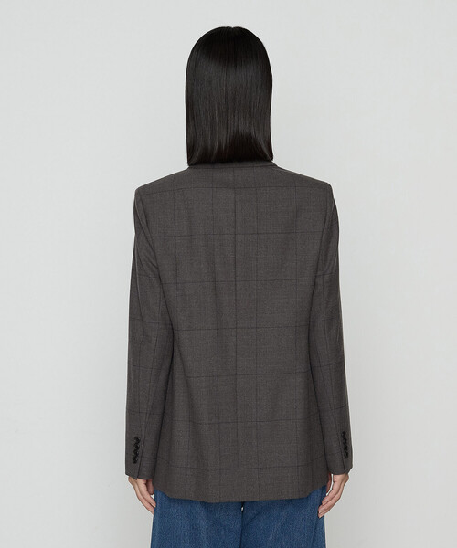 COMME CA（コムサ）の「トリアセウールフラノウィンドペン ダブルジャケット（テーラードジャケット・レディース・グレー系その他/ネイビー・11号/9号）」の12枚目の写真