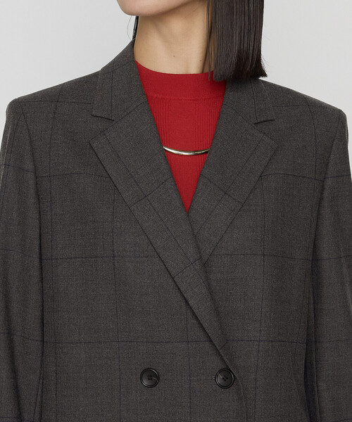 COMME CA（コムサ）の「トリアセウールフラノウィンドペン ダブルジャケット（テーラードジャケット・レディース・グレー系その他/ネイビー・11号/9号）」の13枚目の写真