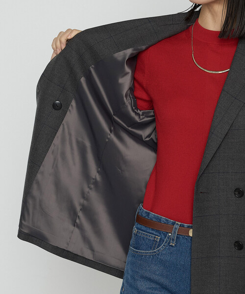 COMME CA（コムサ）の「トリアセウールフラノウィンドペン ダブルジャケット（テーラードジャケット・レディース・グレー系その他/ネイビー・11号/9号）」の16枚目の写真