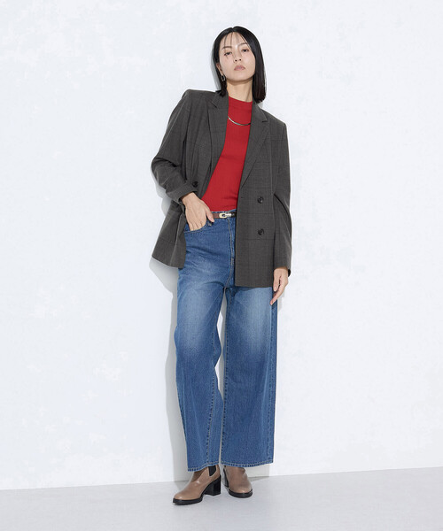 COMME CA（コムサ）の「トリアセウールフラノウィンドペン ダブルジャケット（テーラードジャケット・レディース・グレー系その他/ネイビー・11号/9号）」の20枚目の写真