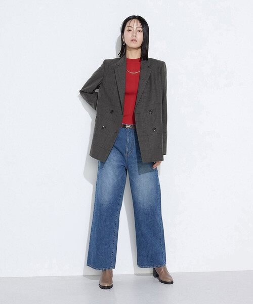 COMME CA（コムサ）の「トリアセウールフラノウィンドペン ダブルジャケット（テーラードジャケット・レディース・グレー系その他/ネイビー・11号/9号）」の21枚目の写真