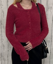ニット/セーター ボルドー カーディガン」に該当するトップス