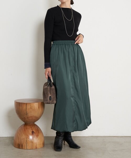 Jena espace merveilleux(ジェナ エスパスメルヴェイユ)の「袖シアーサンドリブニット(ニット/セーター・レディース・ブラック/グレー/グリーン・FREE)」の13枚目の写真