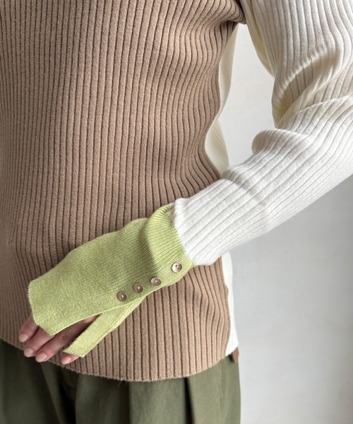DouDou(ドゥドゥ)の「【WEB限定】バイカラーリブニット(ニット/セーター・レディース・オフホワイト/ブラック/ネイビー・FREE)」の20枚目の写真