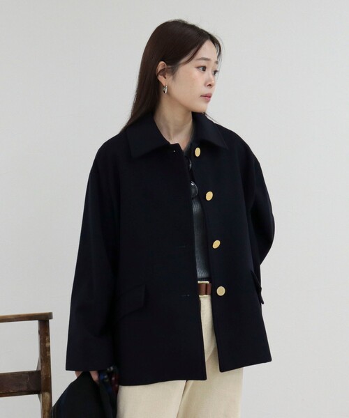 Traditional Weatherwear(トラディショナルウェザーウェア)の「【Traditional WeatherWear】LINTON SHORT コート(ダッフルコート・レディース・ネイビー/ブラック・34/32)」の12枚目の写真