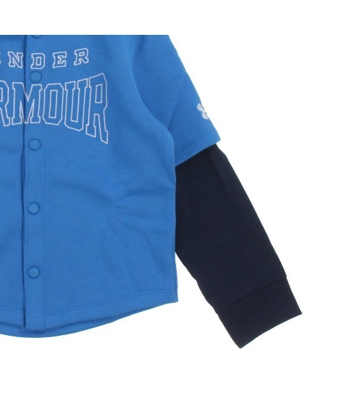 UNDER ARMOUR（アンダーアーマー）の「アンダーアーマー  UAアイコンフリース ボタンダウン フーディー（パーカー・キッズ・ブラック×グレー/ブルー・120cm/130cm/140cm/150cm/160cm）」の3枚目の写真