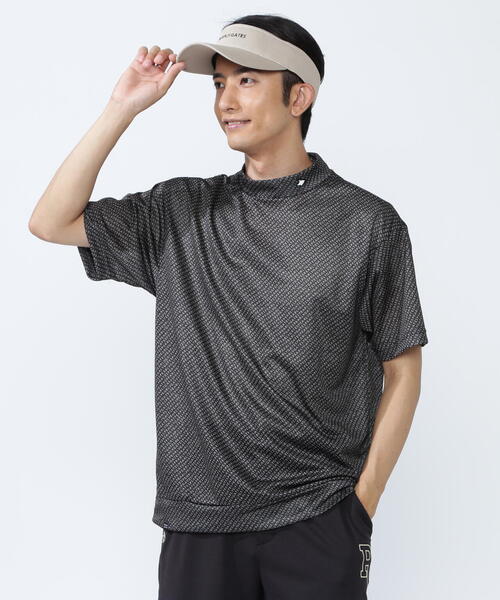 PEARLY GATES(パーリーゲイツ)の「【PEARLY GATES】KAZEメッシュ半袖ハイネックカットソー <ロゴバイヤスボーダー柄>(Tシャツ/カットソー・メンズ・ブラック系その他・LARGE)」の2枚目の写真