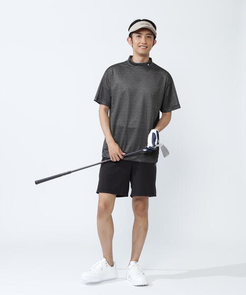 PEARLY GATES(パーリーゲイツ)の「【PEARLY GATES】KAZEメッシュ半袖ハイネックカットソー <ロゴバイヤスボーダー柄>(Tシャツ/カットソー・メンズ・ブラック系その他・LARGE)」の3枚目の写真