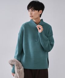 ハーフジップ」に該当するニット/セーター（ブルー・ネイビー