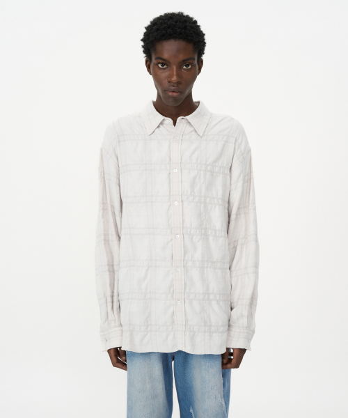 INSILENCE(インサイロンス)の「ウールコットンリンクルチェックシャツクリーム(シャツ/ブラウス・レディース・その他・SMALL/MEDIUM/LARGE)」の1枚目の写真