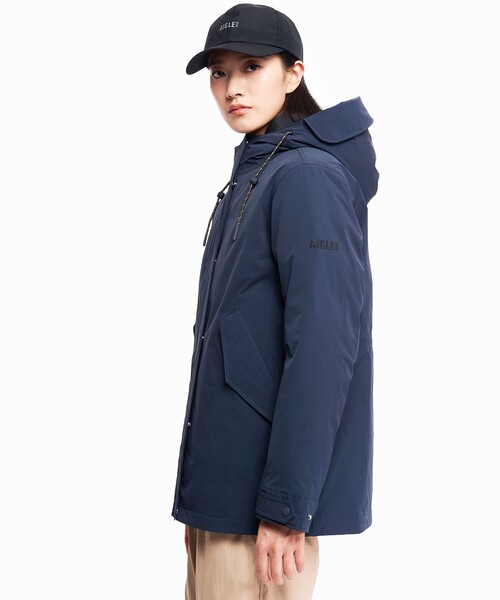AIGLE(エーグル)の「MTD 防風 透湿 防水 プレミアムグースダウンジャケット(ダウンジャケット/コート・レディース・ダークネイビー/ベージュ・38/40/36)」の19枚目の写真