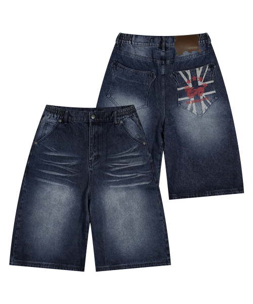 GP124 ヴィンテージジャックデニムバミューダパンツ (インディゴ)