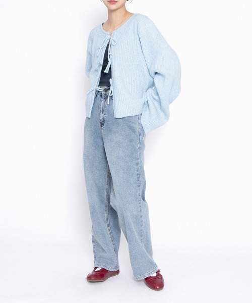 PUNYUS（プニュズ）の「フロントリボンカーディガン（カーディガン/ボレロ・レディース・サックスブルー/ブラック/ホワイト/ブラウン・1/2/3/4）」の17枚目の写真