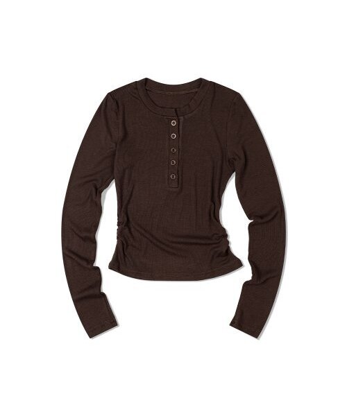 MOAA（モア）の「ヘンリーネックサイドシェアリングロングスリーブ（ブラウン）（Tシャツ/カットソー・レディース・その他・SMALL/MEDIUM）」の6枚目の写真