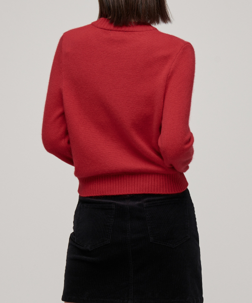 MUSINSA STANDARD WOMAN（ムシンサスタンダードウーマン）の「ウィメンズアンゴラブレンドクルーネックニット[レッド]（ニット/セーター・レディース・その他・SMALL/MEDIUM/LARGE/X-SMALL）」の2枚目の写真