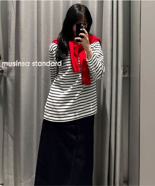 MUSINSA STANDARD WOMAN（ムシンサスタンダードウーマン）の「ウィメンズアンゴラブレンドクルーネックニット[レッド]（ニット/セーター・レディース・その他・SMALL/MEDIUM/LARGE/X-SMALL）」の6枚目の写真
