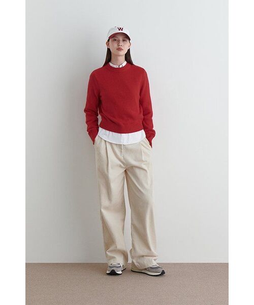 MUSINSA STANDARD WOMAN（ムシンサスタンダードウーマン）の「ウィメンズアンゴラブレンドクルーネックニット[レッド]（ニット/セーター・レディース・その他・SMALL/MEDIUM/LARGE/X-SMALL）」の9枚目の写真