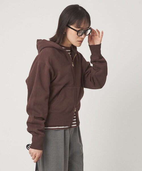 green label relaxing（グリーンレーベルリラクシング）の「ダブルジップ フーディー（パーカー・レディース・ブラウン系/ダークグレー/グレー系・FREE）」の4枚目の写真