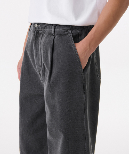 MUSINSA STANDARD（ムシンサスタンダード）の「ワンタックワイドバンディングデニムパンツ[グレー]（デニムパンツ・メンズ・その他・40/38/42/36/34/32/30/26/28）」の4枚目の写真