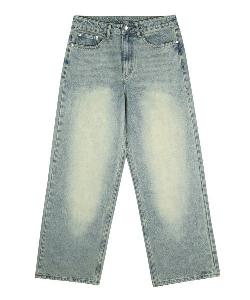 TRILLION(トリリオン)の「フロントウォッシュワイドデニムパンツ(BEIGE BLUE)(デニムパンツ・レディース・その他・MEDIUM/LARGE/X-LARGE/SMALL)」の3枚目の写真